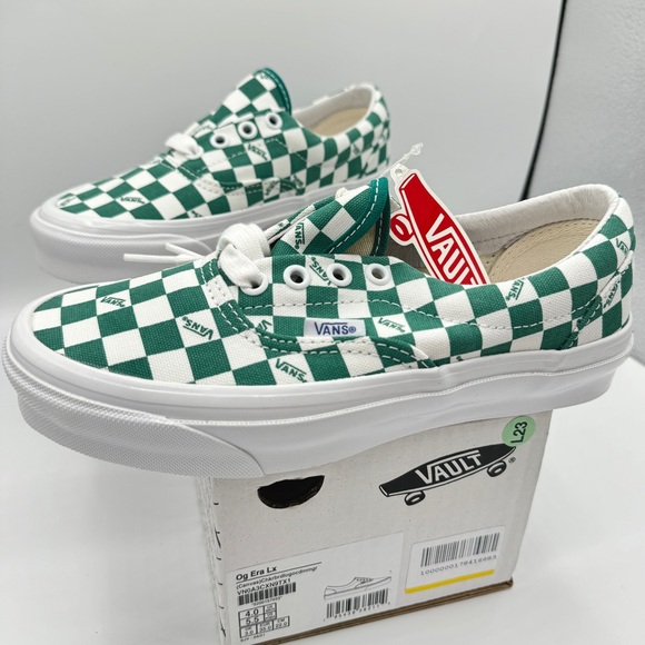 NWT Vans OG Era LX Low Lace Up Sneakers green logo checkerboard classic sneakers - Picture 3 of 16